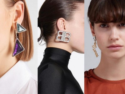 Earrings and logos: logomania returns from Balenciaga to Prada